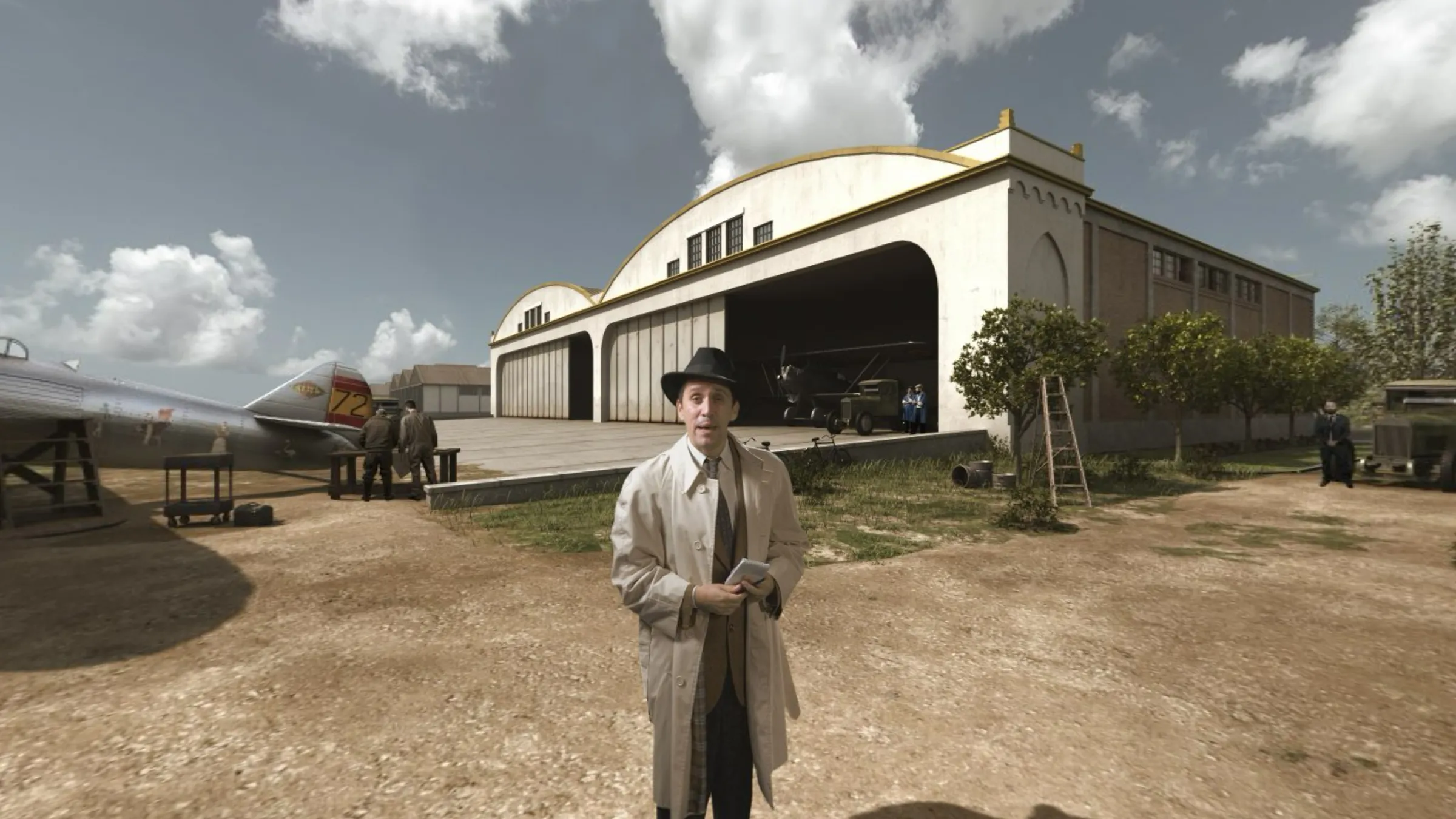 Aeródromo de Tablada en 1929 recreado en 3D con un reportero, vista 360°
